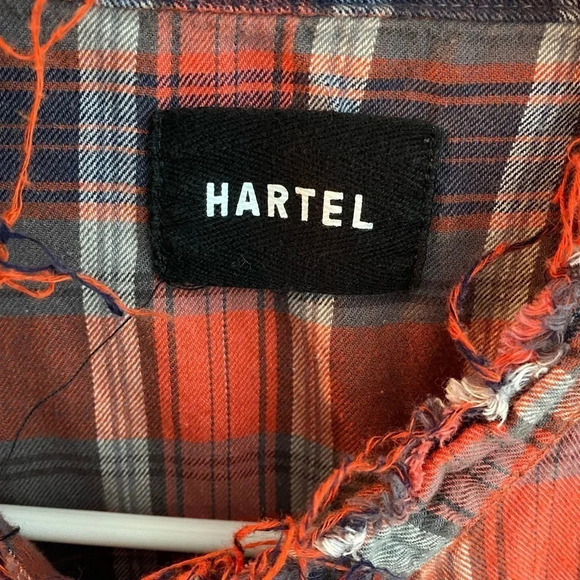 Hartel Fred Segal Flannel Shirt Womens Medium Long Sleeve Button Down Top Red - Picture 10 of 13